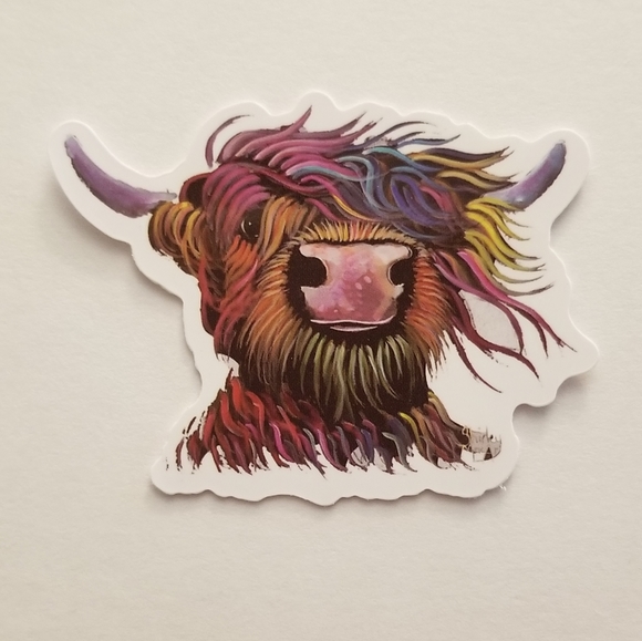 10/$10 Colorful Highland Cow Sticker